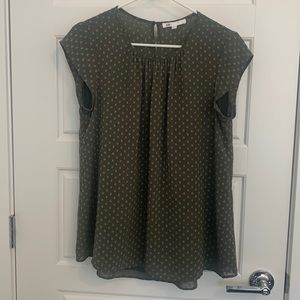 DR2 Olive Green Swiss Dot Blouse
